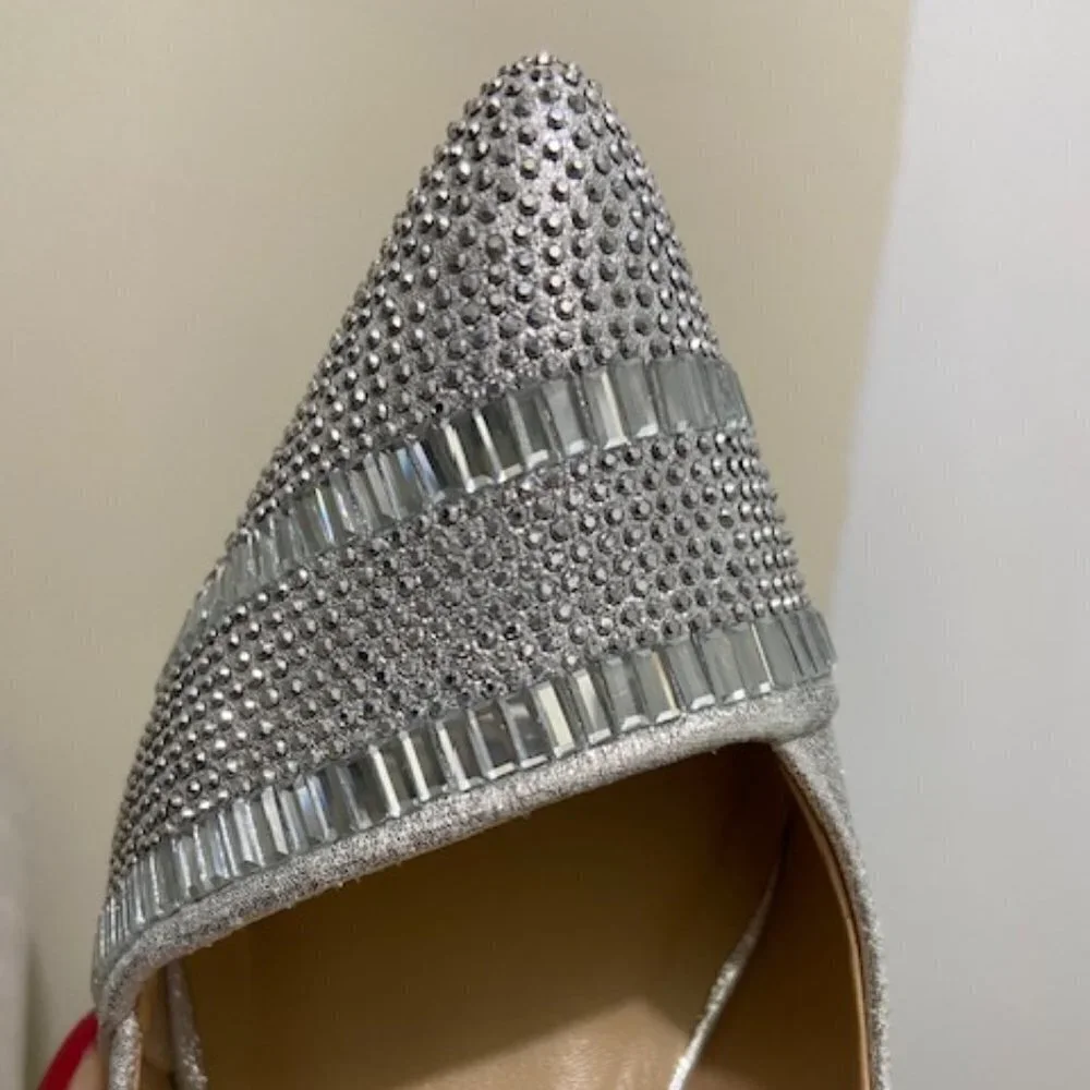 Women Aldo Silver Shimmer Rhinestone Pumps Size 6